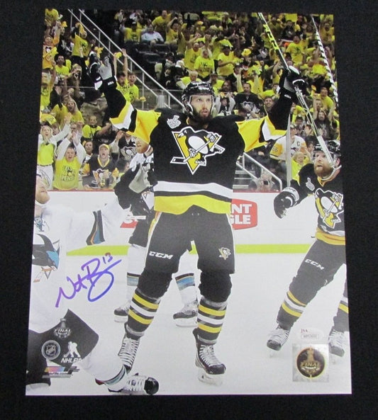 Nick Bonino Pittsburgh Pengins Autographed/Signed 11x14 Photo JSA 134014