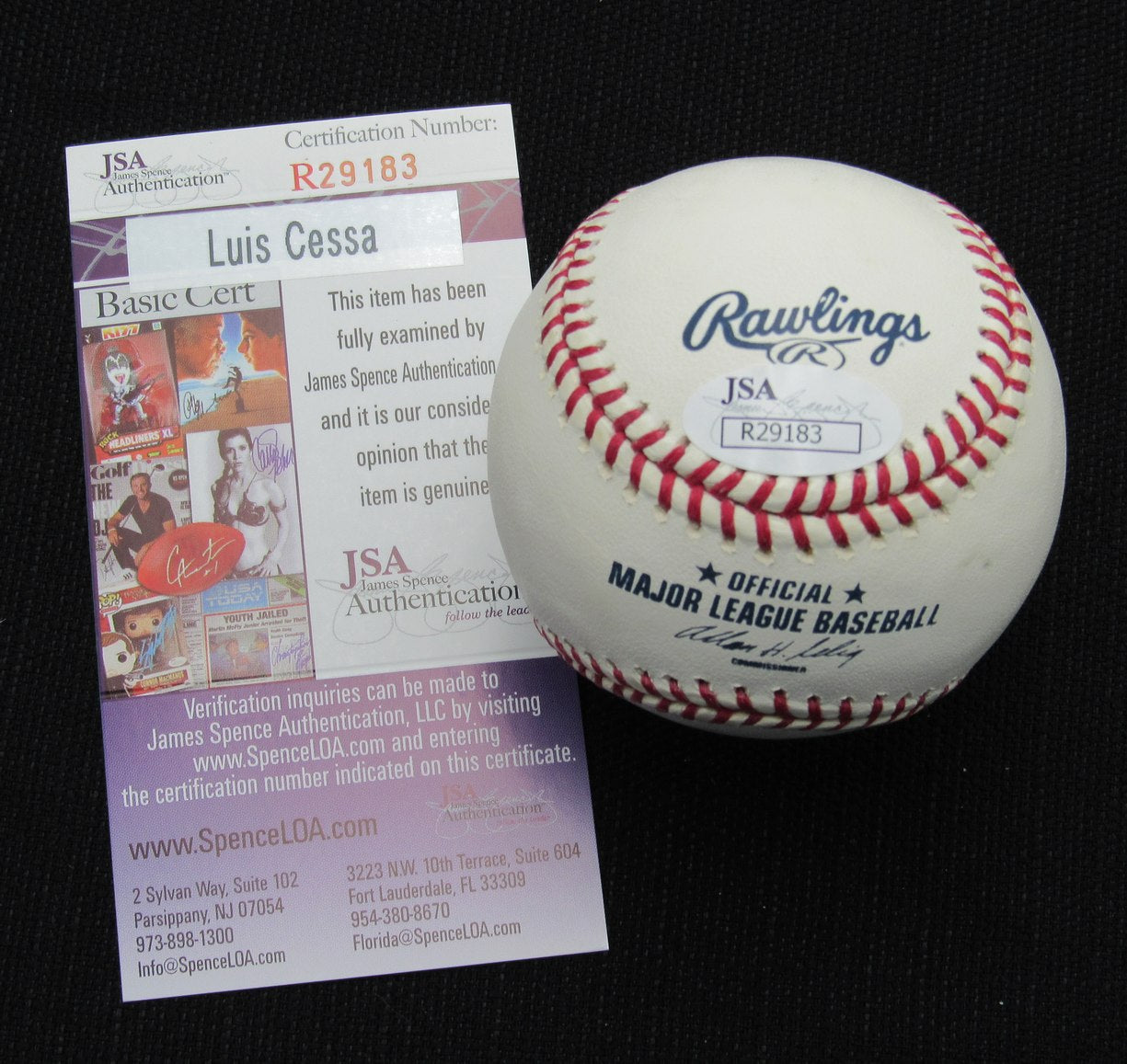 Luis Cessa Signed/Auto Yankees 100th OML Baseball JSA Inscr 186760