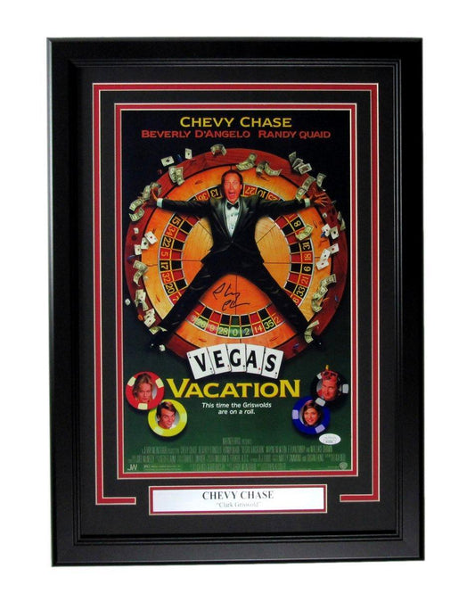 Chevy Chase Autographed 11x17 Movie Poster "Vegas Vacation" Framed JSA