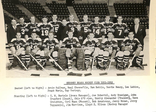 1951-52 Vintage Hershey Bears AHL Team Issued Glossy 8x10 Team Photo 180745