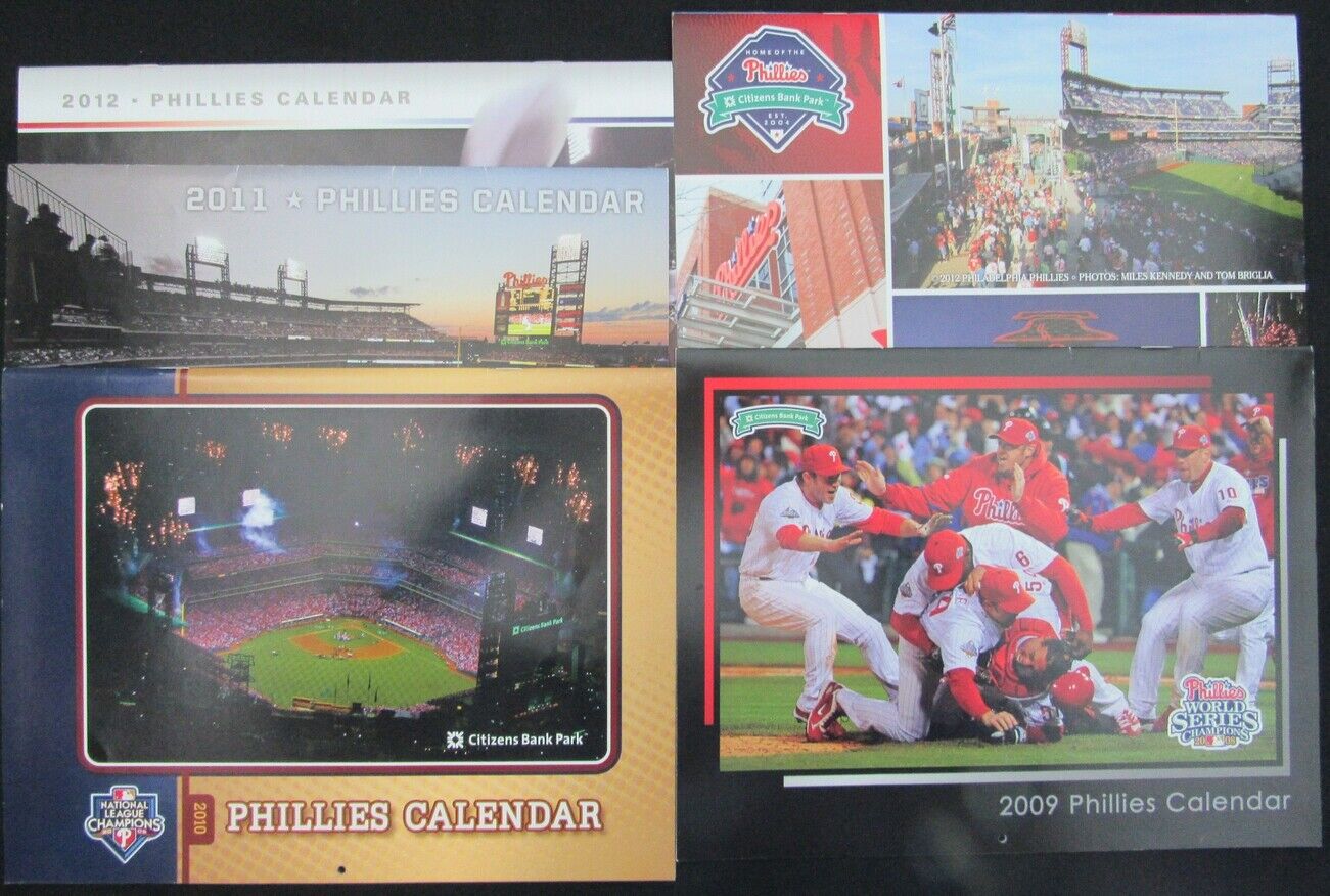 Lot of 5 2010's Philadelphia Phillies Calendars World Series Champs 157936