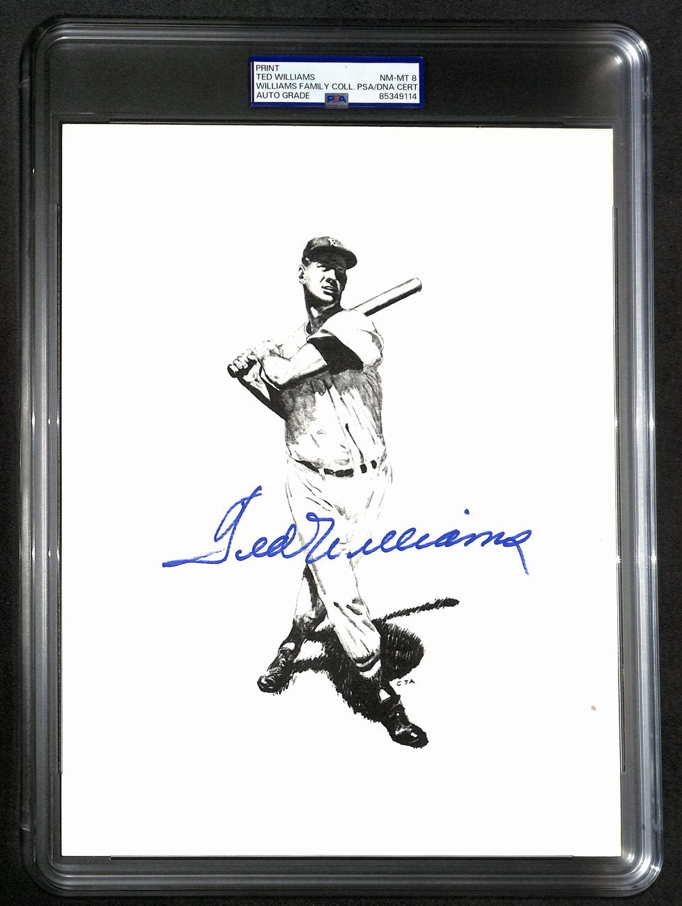 Ted Williams Signed/Auto 8x10 Photo/Print Red Sox PSA/DNA Slabbed 193007