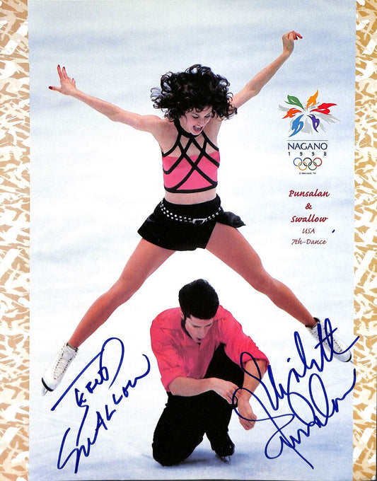 Punsalan and Swallow 1998 Nagano Olympics 7th Place Signed 8x10 Photo 170793