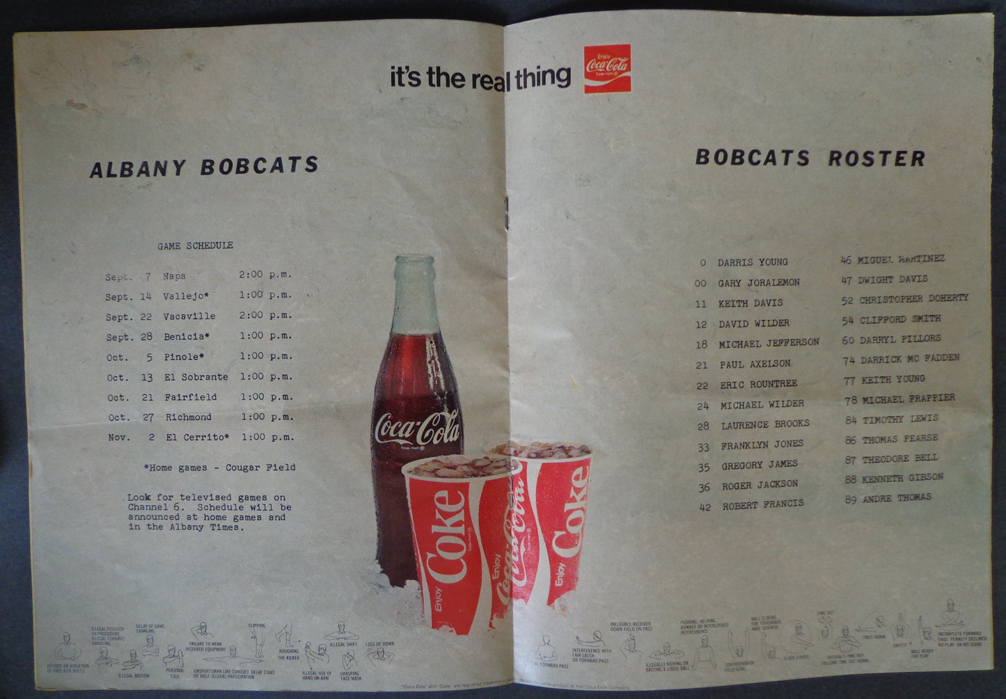 1974 Albany Bobcats Vintage Pop Warner Football Game Program 190061