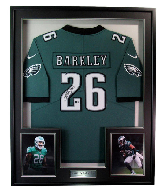 Saquon Barkley Signed/Autographed Eagles Football Jersey Framed Beckett 192412