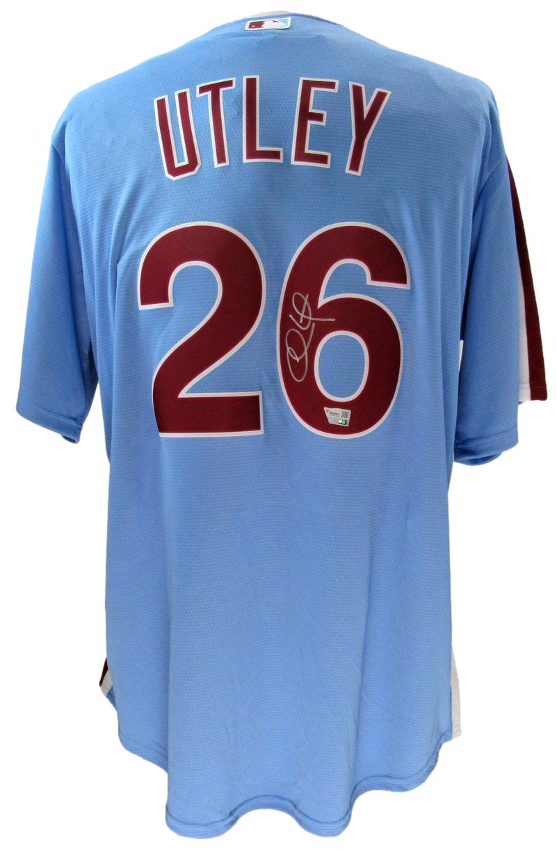 Chase Utley Signed Blue Nike Baseball Jersey Phillies Size XL Fanatics 187363