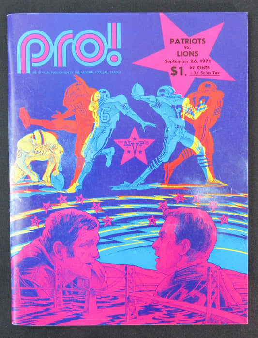 1971  New England Patriots vs. Detroit Lions Program 09/26/71 172392