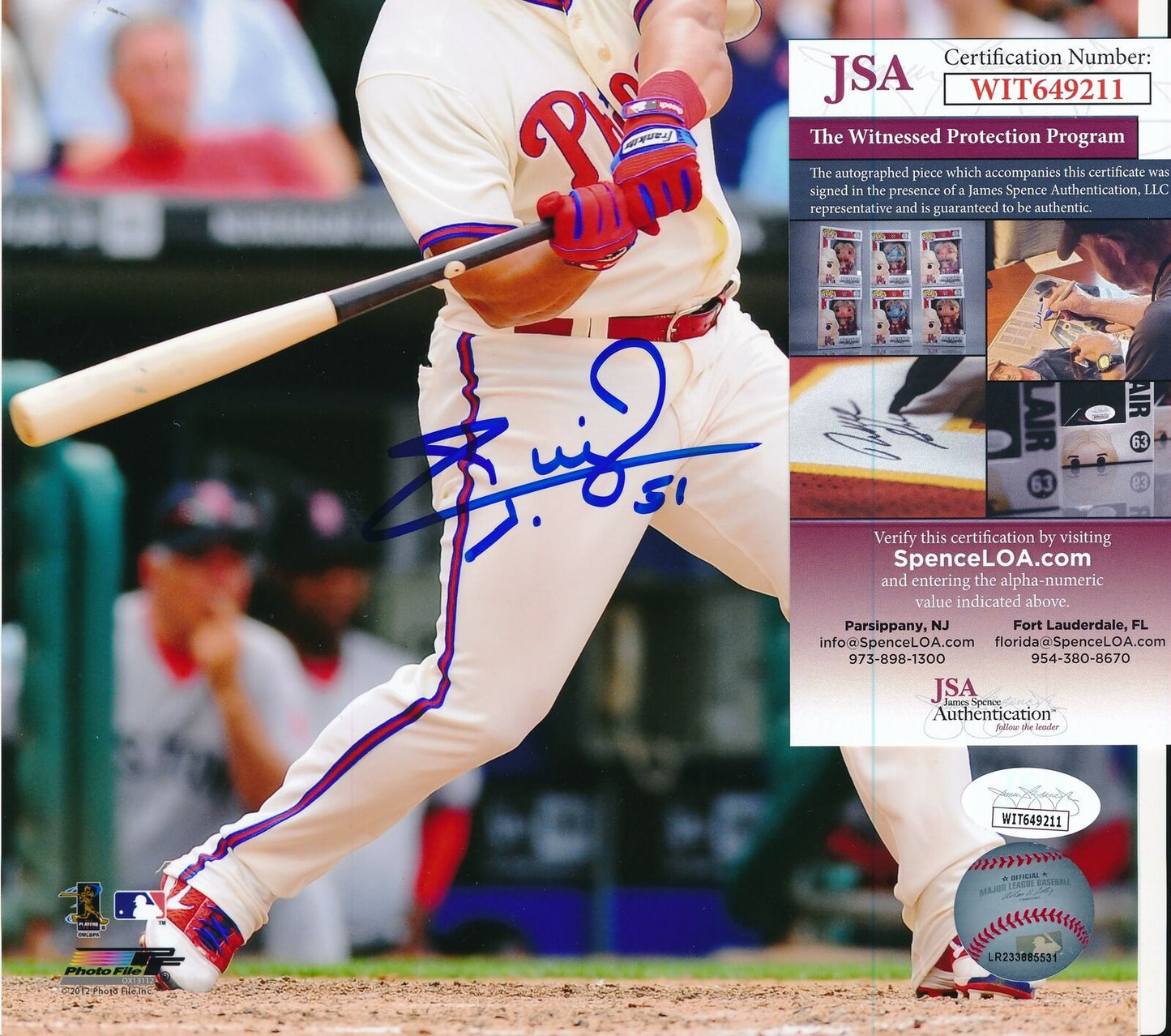 Carlos Ruiz Philadelphia Phillies Signed/Autographed 8x10 Photo JSA 163912