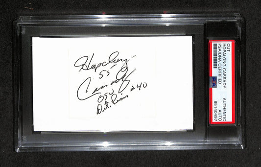 Hopalong Cassady Autographed 3x5 Cut Card PSA/DNA 186561