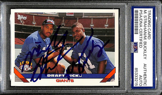 Michael Strahan HOF/Buckley Dual Signed 1993 Topps Rookie #275 Giants PSA 192512