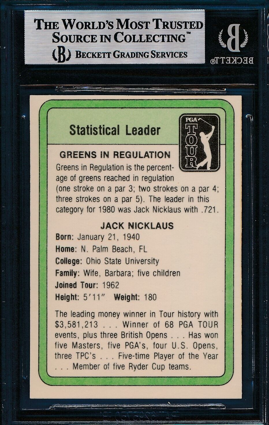 Jack Nicklaus Autographed Signed 1981 Donruss Rookie Card Beckett