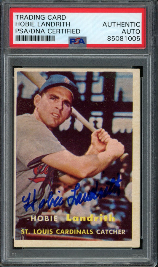 Hobie Landrith Signed 1957 Topps Card #182 St. Louis Cardinals PSA/DNA 184152