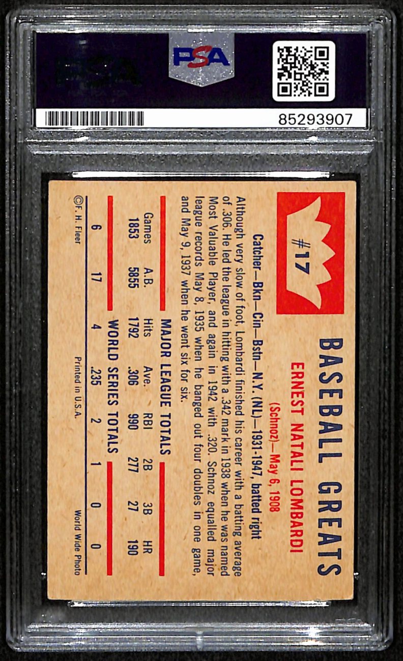 Ernie Lombardi HOF Signed/Auto 1960 Fleer Card #17 NY Giants PSA/DNA 190899
