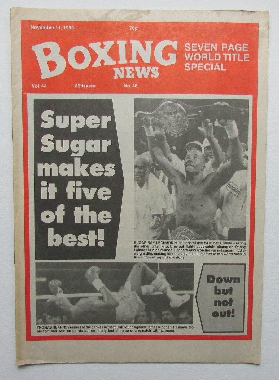 November 11, 1988 Boxing News Magazine Sugar Ray Leonard