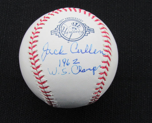 Jack Cullen Signed/Auto Yankees 100th OML Baseball JSA Inscr 186660