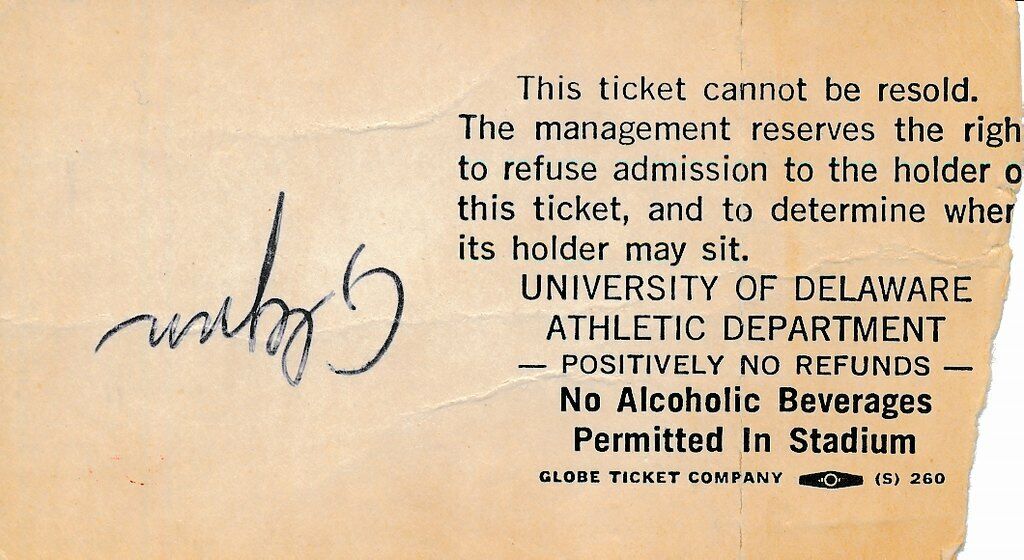 1971 Univ of Delaware vs. Lehigh College Football Game Ticket Stub 144058