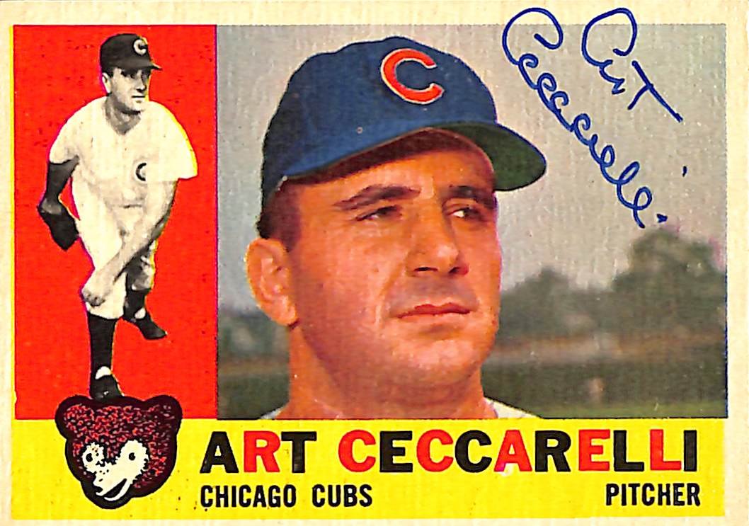 1960 TOPPS #156 Art Ceccarelli Chicago Cubs Signed/Auto Card 190973