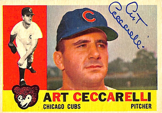 1960 TOPPS #156 Art Ceccarelli Chicago Cubs Signed/Auto Card 190973