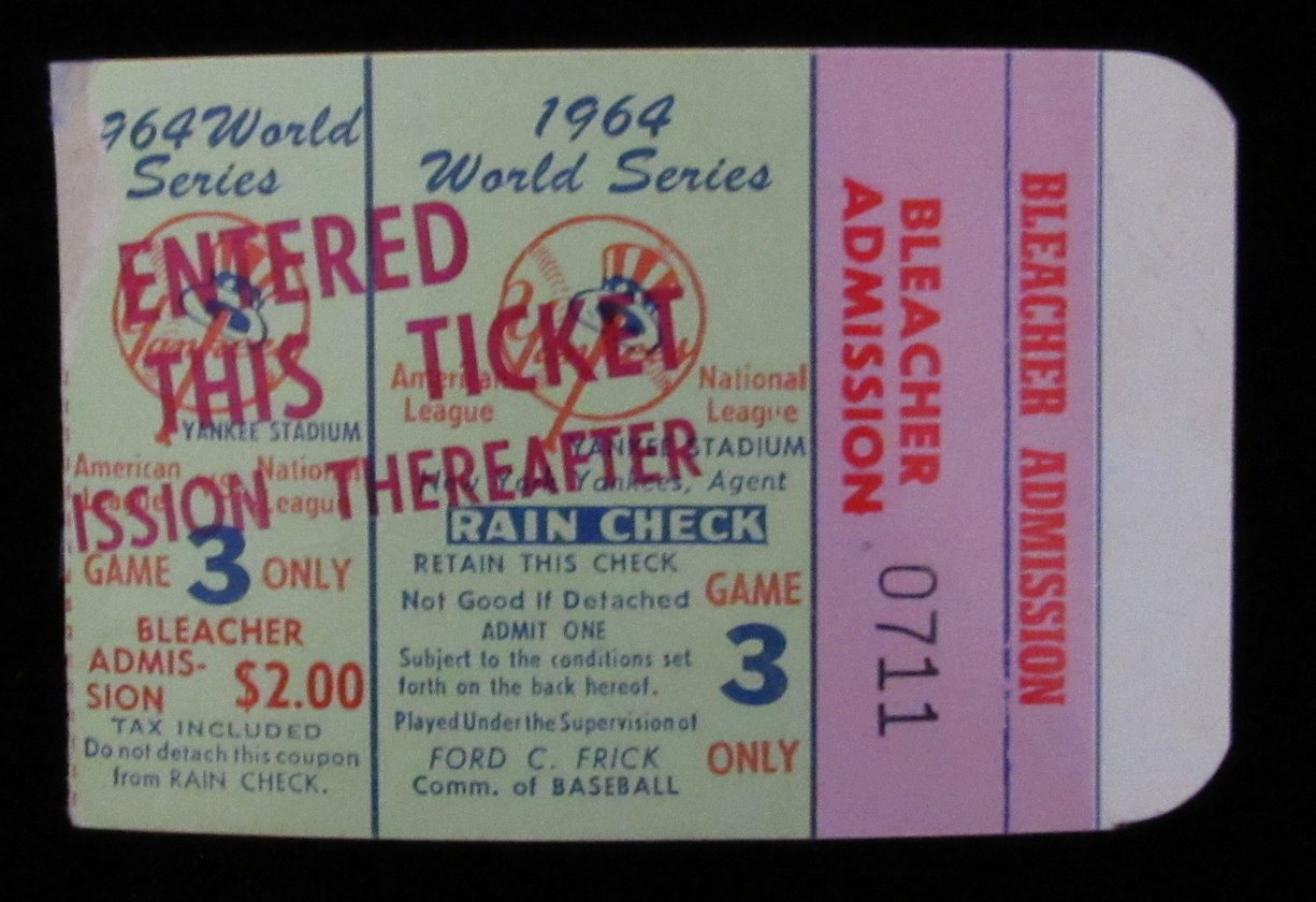 1964 World Series Game 3 Ticket Stub Yankees vs. Cardinals Mantle HR  186095