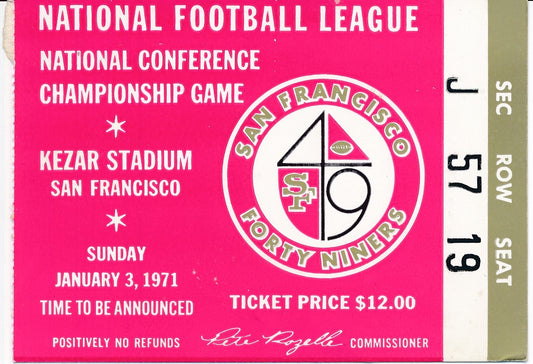 January 3, 1971 NFC Championship Game Ticket Stub 49ers vs. Cowboys 184970