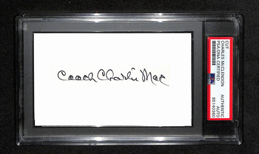 Charles McClendon  Autographed 3x5 Cut Card PSA/DNA 186554