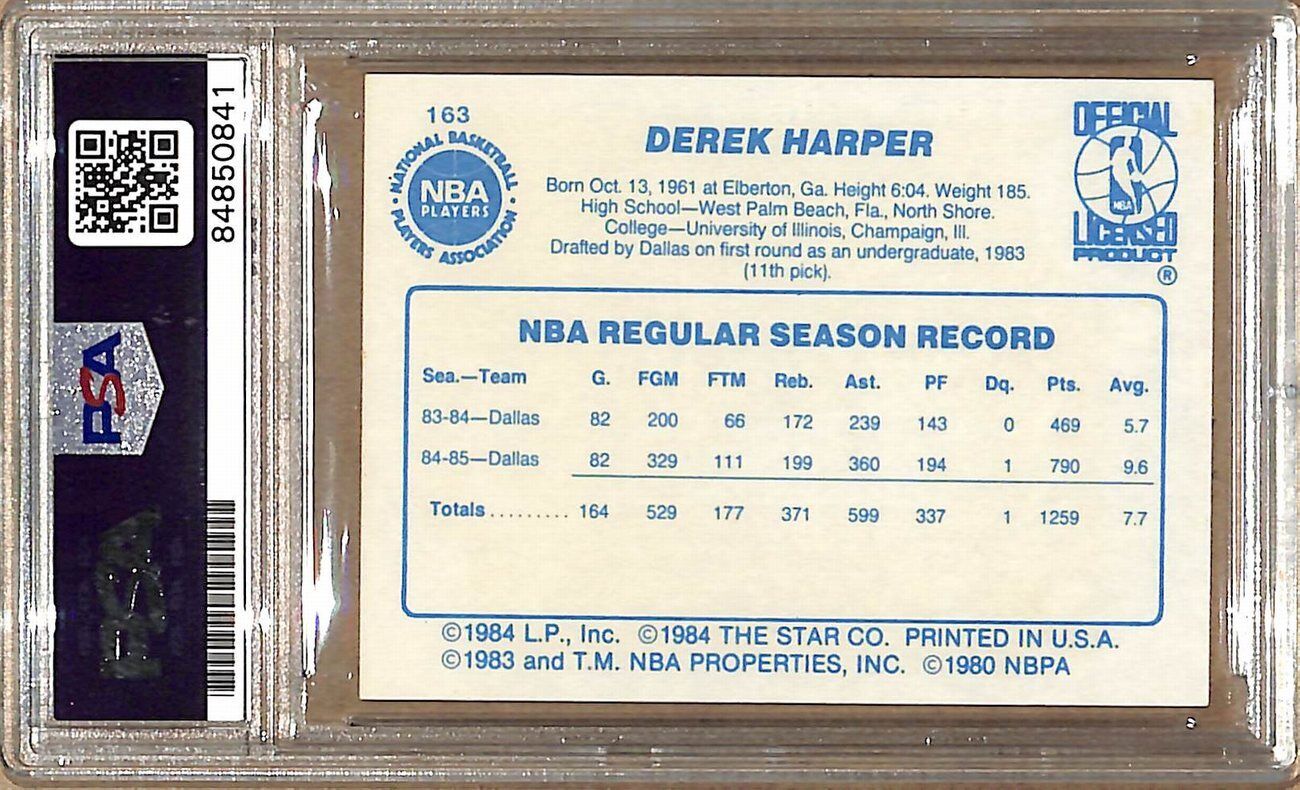 1985-86 Star Company #163 Derek Harper Mavericks Signed Card PSA/DNA 178886