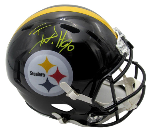 T.J. Watt Signed/Auto Black Full Size Replica Helmet Steelers Beckett 189651