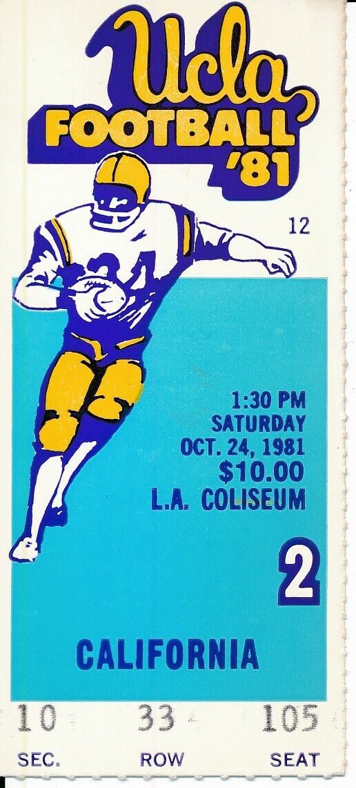 1981 UCLA Bruins vs. USC Trojans Football Game Ticket Stub 148661