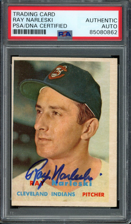 1957 TOPPS Ray Narleski #144 Auth Card Signed Cleveland Indians PSA/DNA 184094