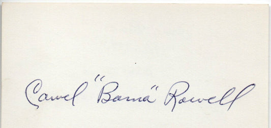 Carval "Bama" Rowell d.1993 Boston Braves/Phillies Signed 3x5 Index Card 145591