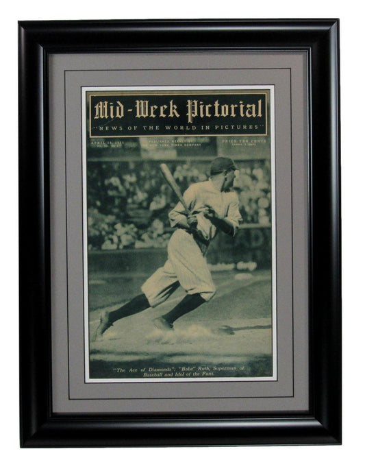 Mid-Week Pictorial Newspaper April 16, 1925 Babe Ruth New York Yankees Framed