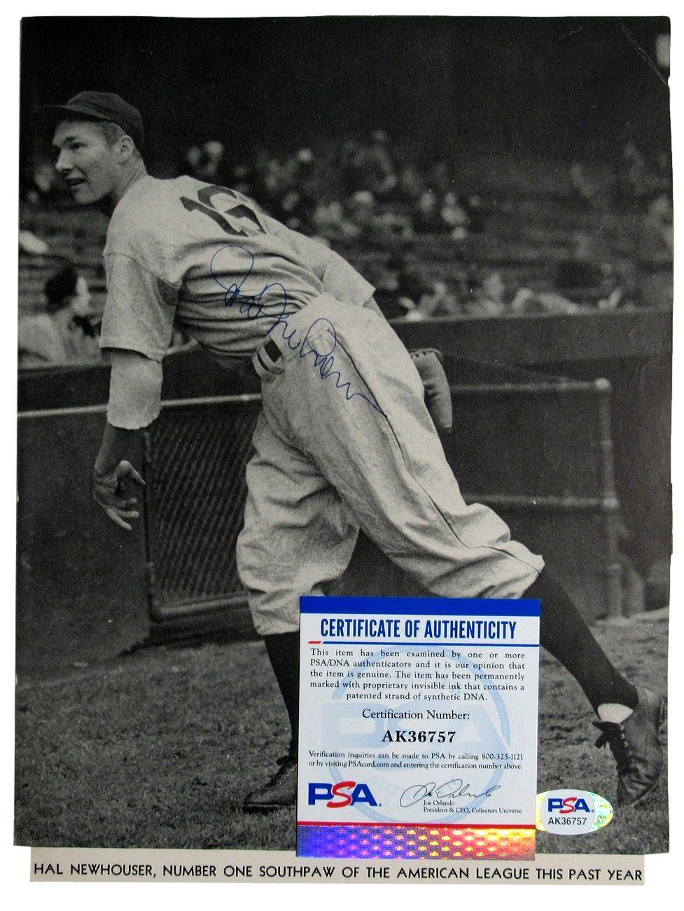 Hal Newhouser Autographed 7.5x9.5 Baseball Magazine Insert Photo Tigers PSA/DNA