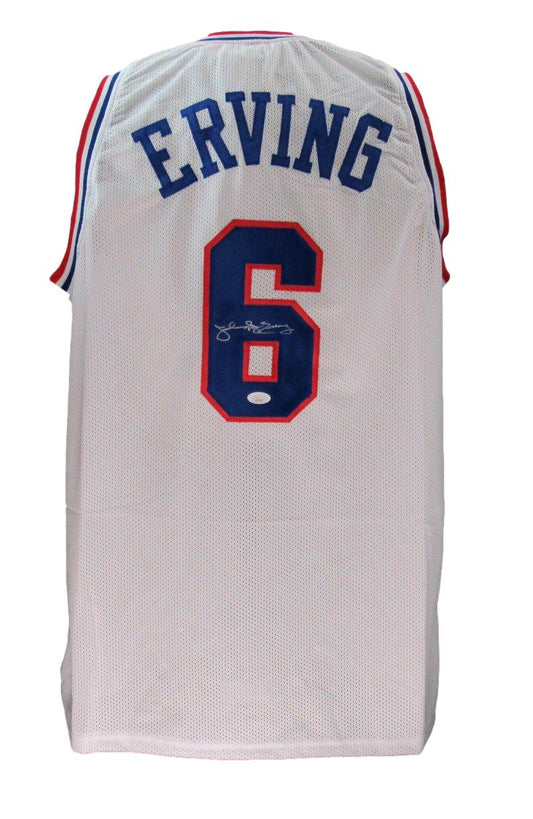 Julius Irving HOF Signed/Auto White Custom Basketball Jersey 76ers JSA 193184