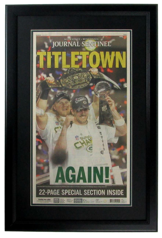 Milwaukee Journal Sentinel 2011 Packers Super Bowl XLV Champs Newspaper Framed