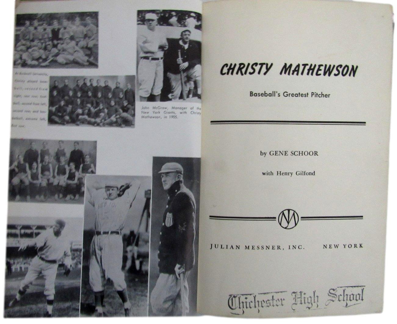 Vintage "Christopher Mathewson" by Gene Schoor 1953 1st Edition Book 179386