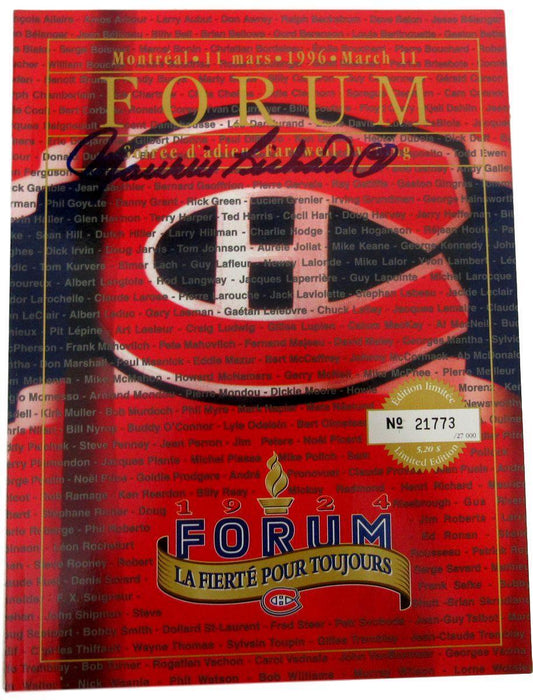 Maurice Richard Canadiens Signed Last Game at the Forum Program JSA 135568