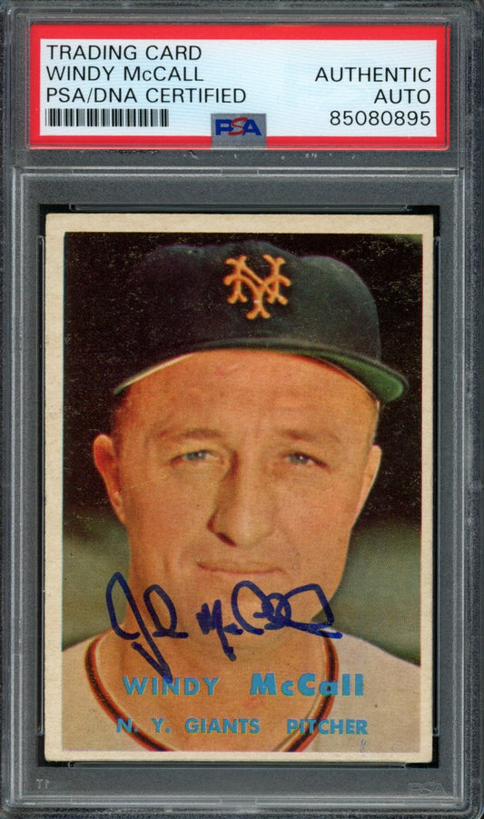 1957 TOPPS Windy McCall #291 Auth Card Signed NY Giants PSA/DNA 184131