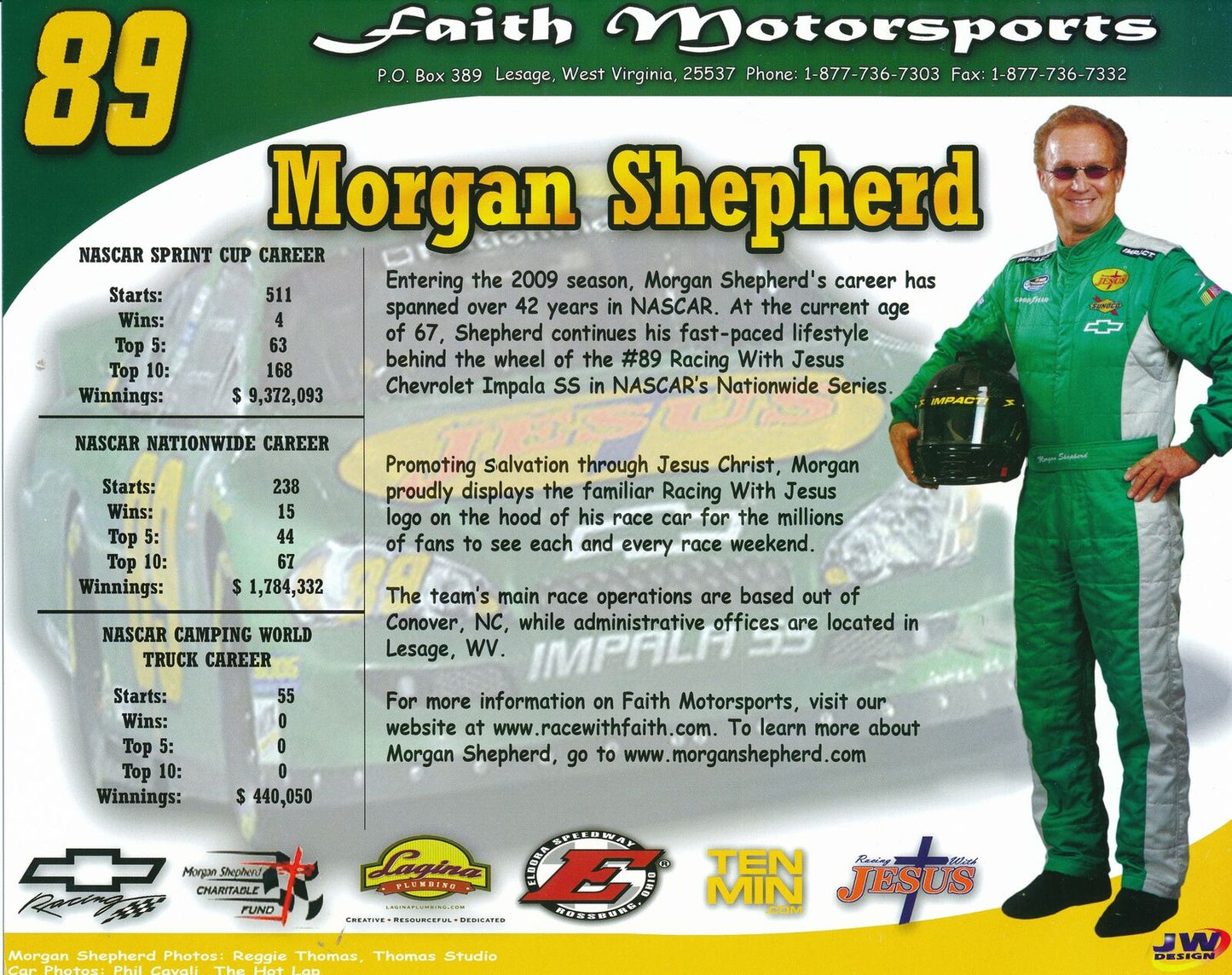 Morgan Shepherd NASCAR Driver Signed/Autographed 8x10 Photo PSA/DNA 164364