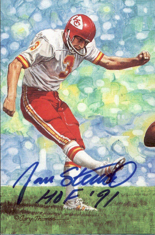 Jan Stenerud HOF Chiefs Signed/Inscr Goal Line Art GLAC Postcard JSA 167151