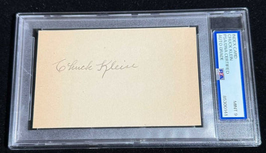 Chuck Klein HOF Autographed 3x5 Index Card (PSA/DNA Mint 9) 191788