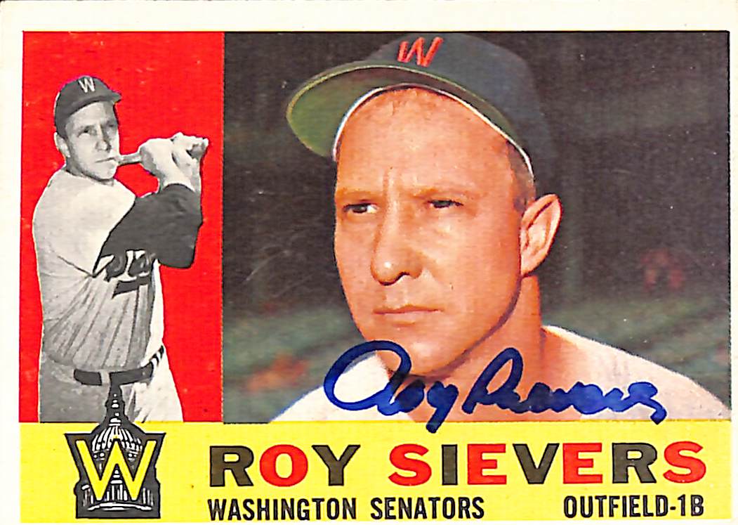 1960 TOPPS #25 Roy Sievers Washington Senators Signed/Auto Card 190950