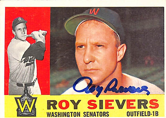 1960 TOPPS #25 Roy Sievers Washington Senators Signed/Auto Card 190950