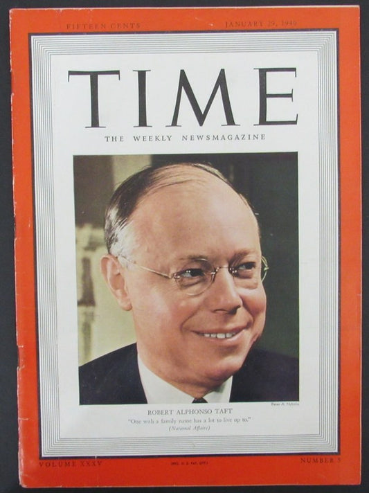 Time Magazine Vol XXXV No 5 January 29, 1940 Robert Alphonso Taft 183266