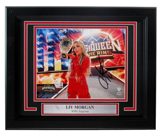 Liv Morgan Signed/Autographed 8x10 Photo WWE Superstar Framed Fanatics 189626