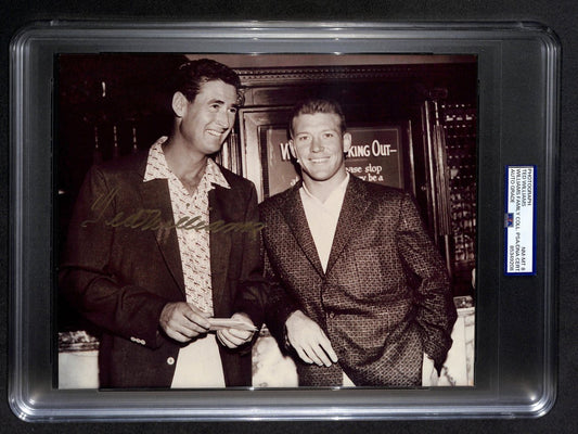 Ted Williams HOF Signed 8x10 Photo w/ Mickey Mantle Red Sox PSA/DNA 193298