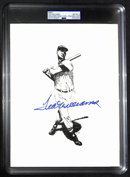 Ted Williams Signed/Auto 8x10 Photo/Print Red Sox PSA/DNA Slabbed 193016