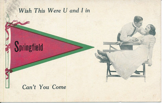 Vintage 1913 Football Themed Post Card with "Springfield" 149134