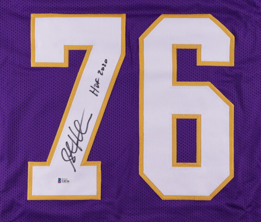 Steve Hitchinson HOF Signed/Inscribed Vikings Custom Football Jersey JSA 161623