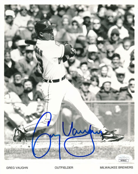 Greg Vaughn Milwaukee Brewers Signed/Autographed 8x10 Photo JSA 159122