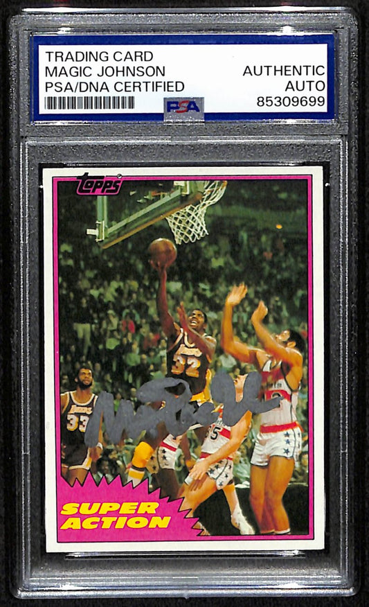 Majic Johnson HOF Signed/Autographed 1981 Topps Card #109 Lakers PSA/DNA 190687